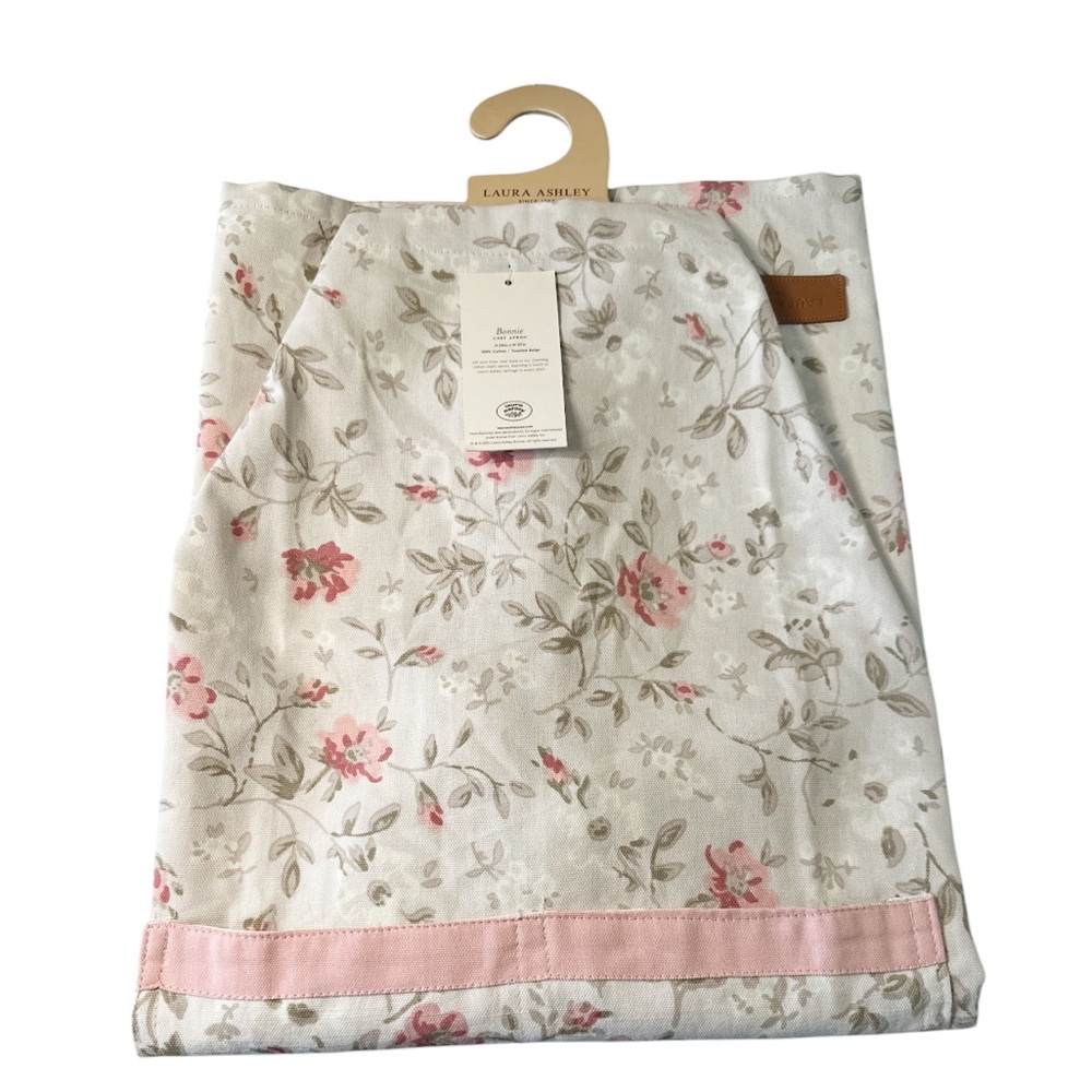 NEW Laura Ashley FLORAL BONNIE Toasted Beige Chef’s Kitchen Apron with Pockets